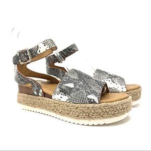 Snake Print Espadrille Platform Sandals